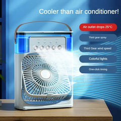 Portable Humidifier Fan Air Conditioner USB Mist Fan Rechargeable With LED Light