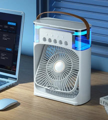 Portable Humidifier Fan Air Conditioner USB Mist Fan Rechargeable With LED Light