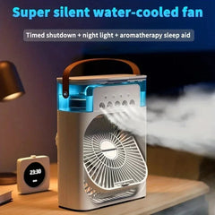 Portable Humidifier Fan Air Conditioner USB Mist Fan Rechargeable With LED Light